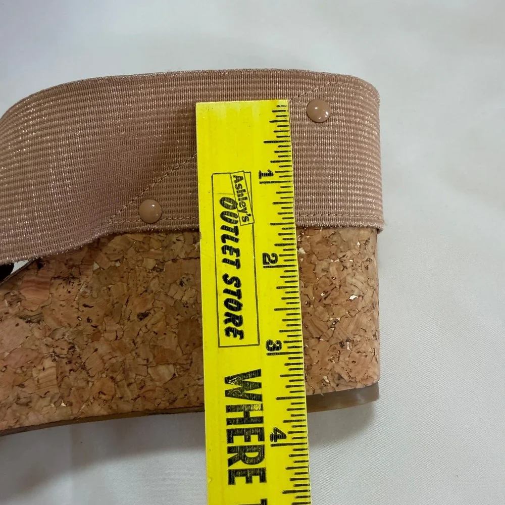 Lucky Brand Miller Shimmer Rose Gold Elastic Criss Cross Cork Wedge Sandals 11